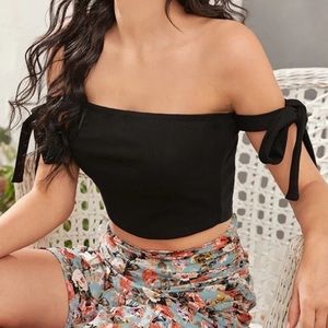 Black tip top with arm ties